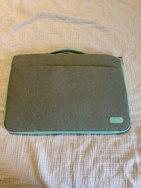 Gray Laptop Sleeve with Aqua Trim